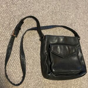 Black leather crossbody purse